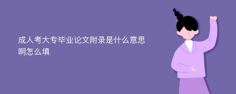 成人考大专毕业论文附录是什么意思啊怎么填